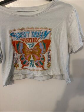 Prince Peter Collection Light Blue Butterfly Graphic Crop Top